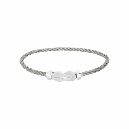 FRED Chance Infinie bracelet, medium size, white gold buckle, steel cable