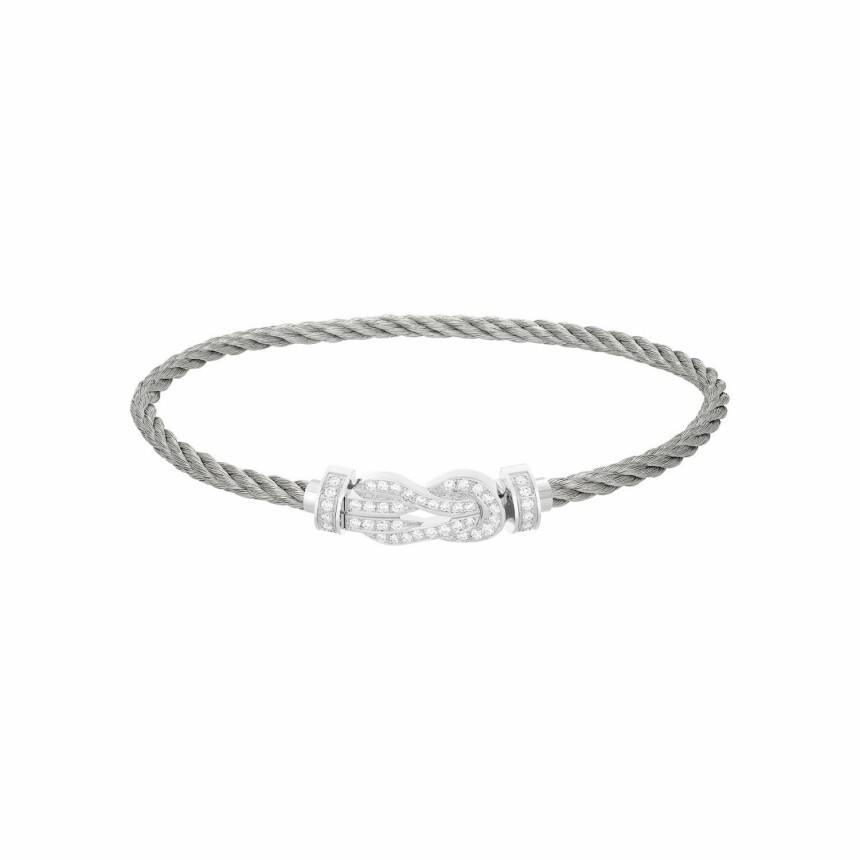 Bracelet FRED Chance Infinie Moyen Modèle en or blanc et diamants, câble en acier