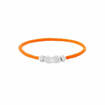 Bracelet FRED Chance Infinie Moyen Modèle en or blanc et diamants, câble en corderie orange fluo