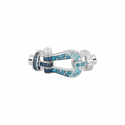 Manille FRED Force 10 Grand Modèle en or blanc, topazes, saphirs bleus et diamants