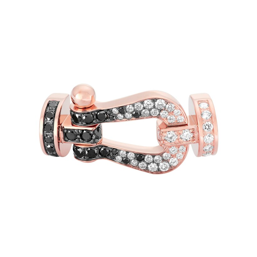 Manille FRED Force 10 Grand Modèle en or rose, diamants blancs et noirs