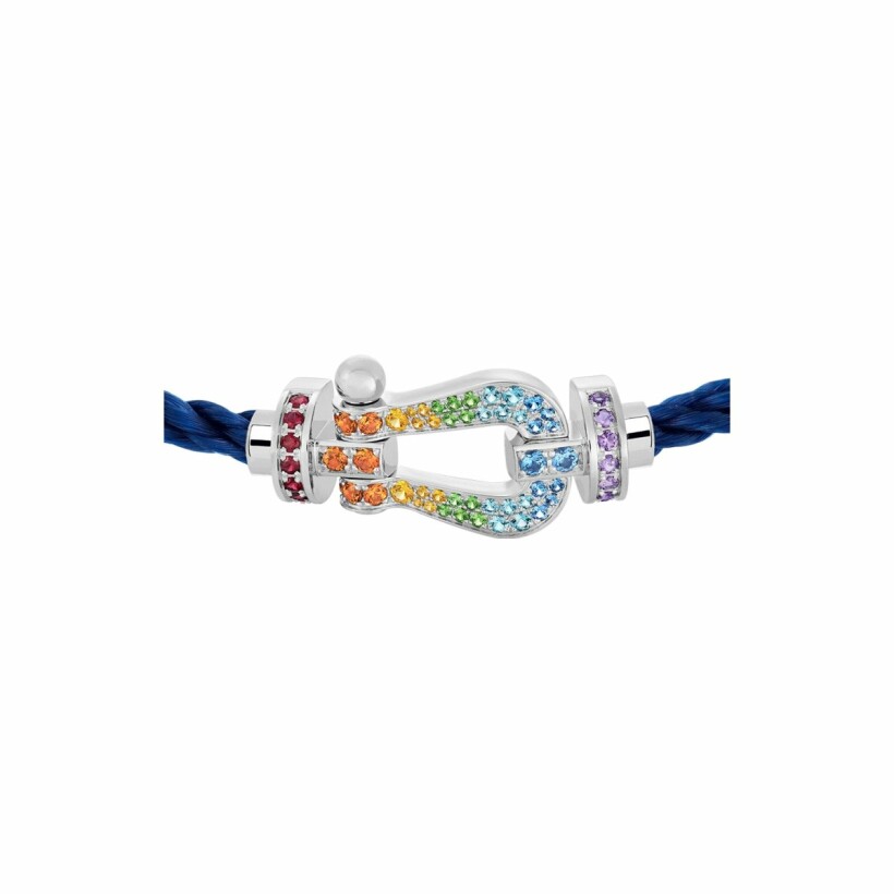 FRED Force 10 manilla, large size, white gold, coloured stones