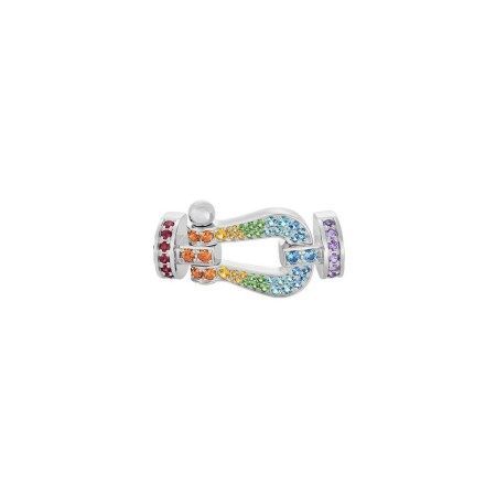 FRED Force 10 buckle, large model, white gold and multicolor stones