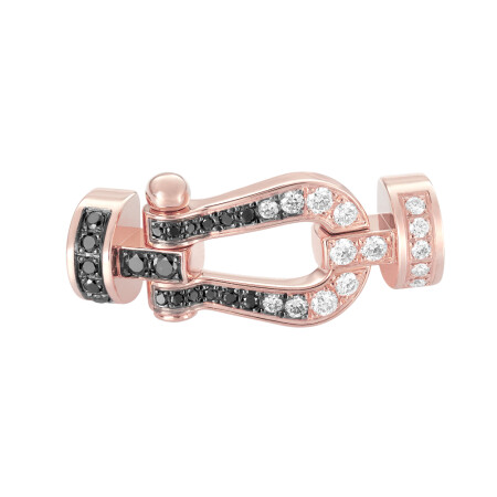 FRED Force 10 buckle, medium model, pink gold, white and black diamonds