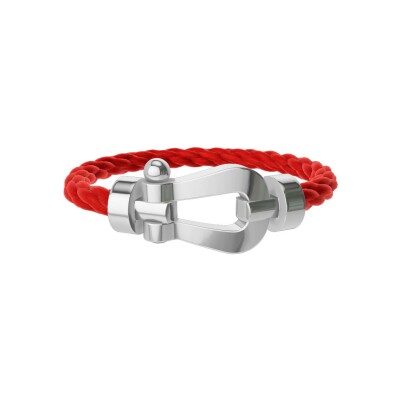 FRED Force 10 bracelet, XL model, white gold buckle, red corderie cable