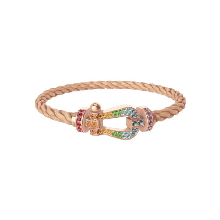 Bracelet FRED Force 10 Grand Modèle en or rose et pierres de couleurs, câble en or rose