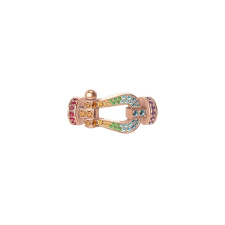 FRED Force 10 buckle, large model, pink gold and multicolor stones