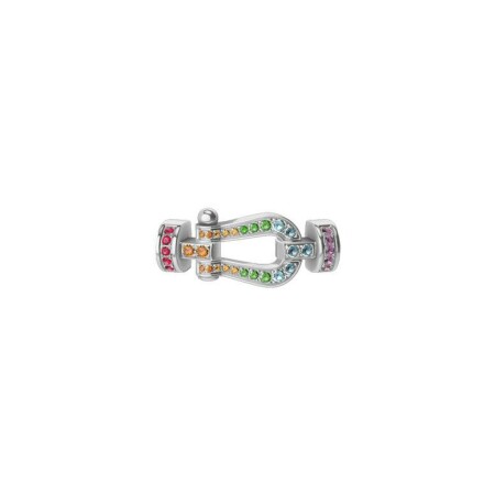 FRED Force 10 buckle, medium model, white gold and multicolor stones