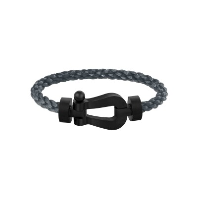 Bracelet FRED Force 10 Modèle XL en titane, câble en corderie gris orage, embouts acier