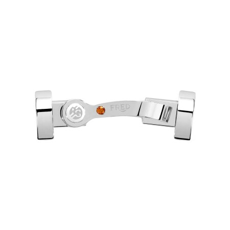 Bracelet FRED Force 10 Grand modèle Roland Garros en or blanc, grenat mandarin, câble en corderie terracotta et blanc