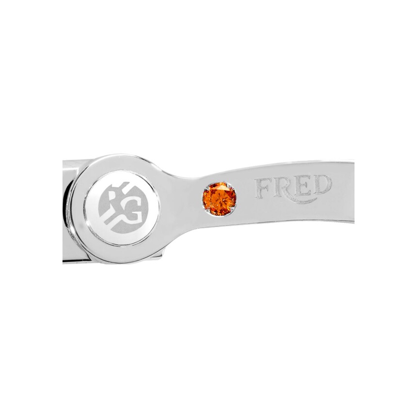FRED Force 10 manilla bracelet, white gold and one mandarin garnet