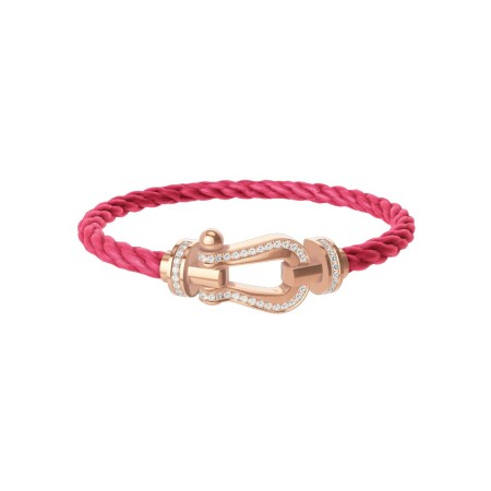 Bracelet FRED Force 10 Grand Modèle en or rose et diamants, câble en corderie bois de rose