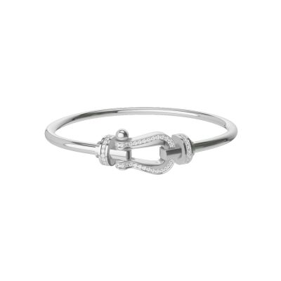 Bracelet FRED Force 10 Grand Modèle en or blanc et diamants, jonc en or blanc