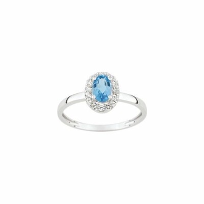 Bague en or blanc et topaze bleue