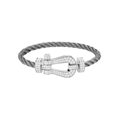 Bracelet FRED Force 10 XL Modèle en or blanc et diamants, câble en or blanc
