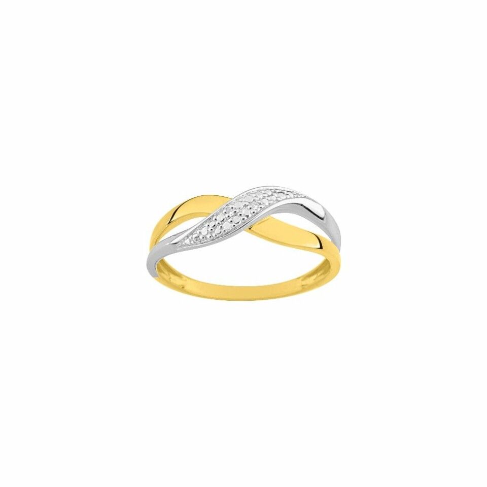 Bague en or jaune, or blanc et diamants