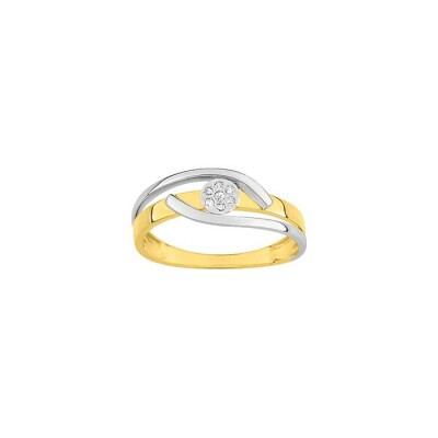 Bague en or jaune, or blanc et diamant