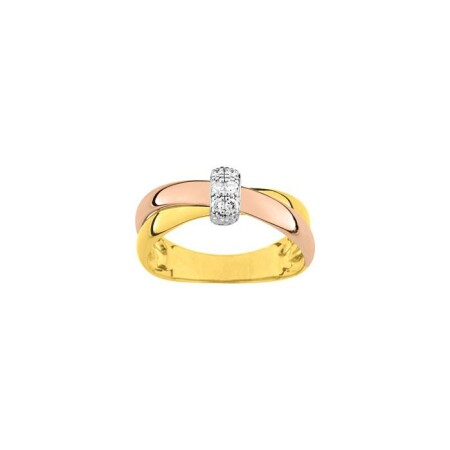 Bague en or jaune, or blanc, or rose et diamant