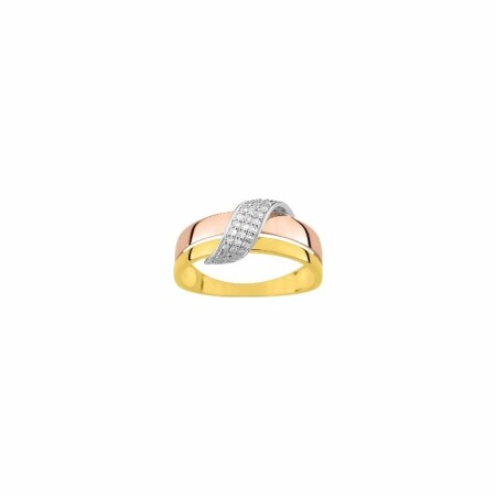 Bague en or jaune, or rose, or blanc et diamants