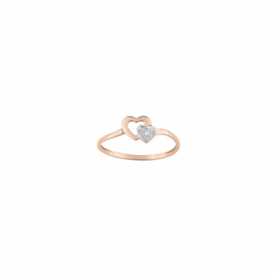 Bague en or rose, or blanc et diamants