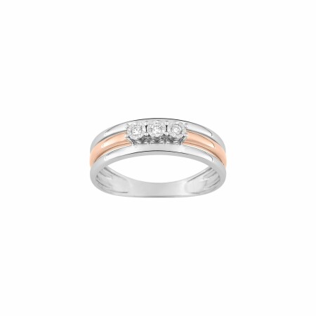 Bague en or blanc, or rose et diamants 0.054ct