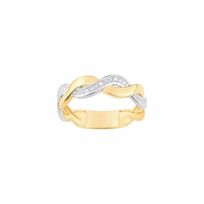 Bague en or jaune, or blanc et diamants de 0.024ct