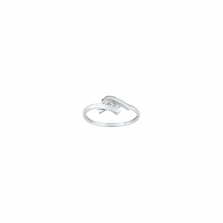 Bague en or blanc et trilogie de diamants de 0.012ct