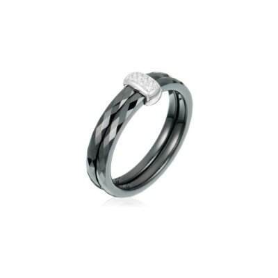 Bague Ceranity en céramique, argent et oxyde de zirconium