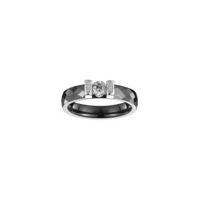 Bague Ceranity en céramique noire, argent et oxyde de zirconium