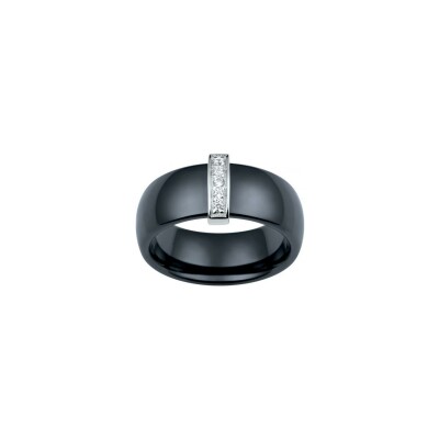 Bague Ceranity en céramique noire, argent et oxyde de zirconium