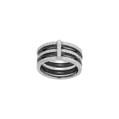 Bague Ceranity en argent, céramique noire et oxyde de zirconium