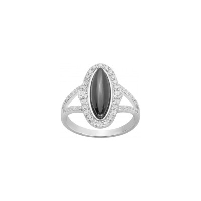 Bague Ceranity en argent, céramique noire et oxyde de zirconium