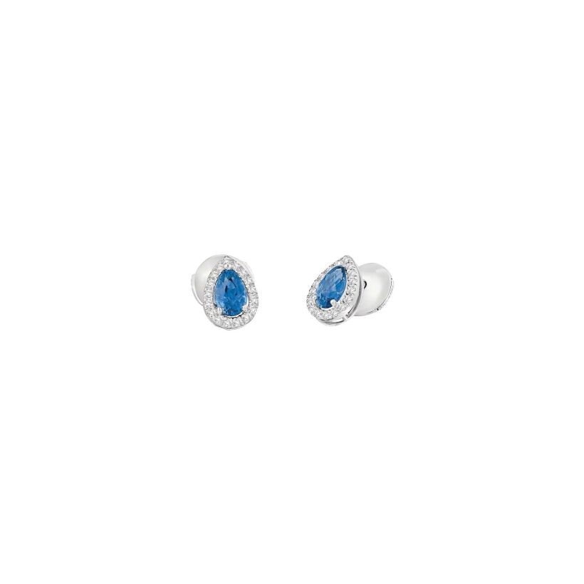 Boucles d'oreilles Couleurs précieuses en or blanc, saphirs et diamants