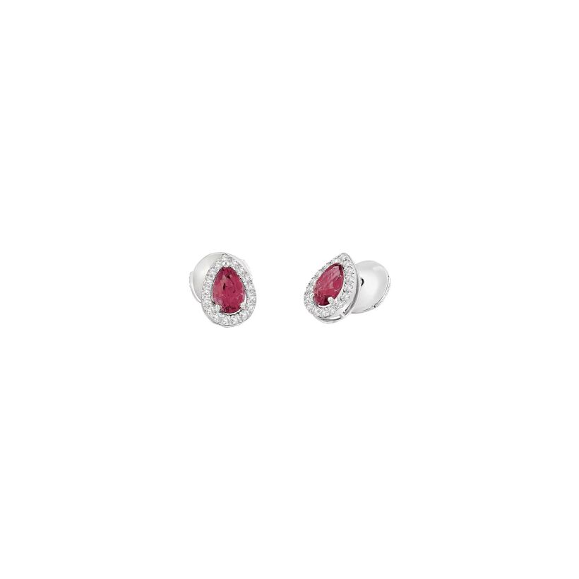 Boucles d'oreilles Couleurs précieuses en or blanc, rubis et diamants