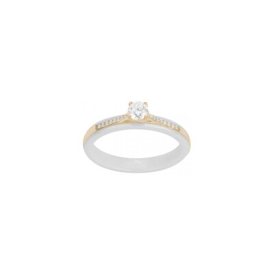 Bague Ceranity en plaqué or, céramique et oxyde de zirconium