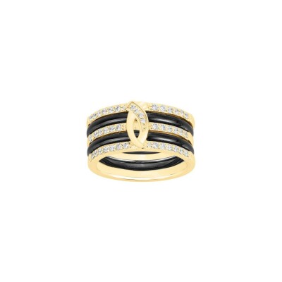 Bague Ceranity en plaqué or, céramique et oxyde de zirconium