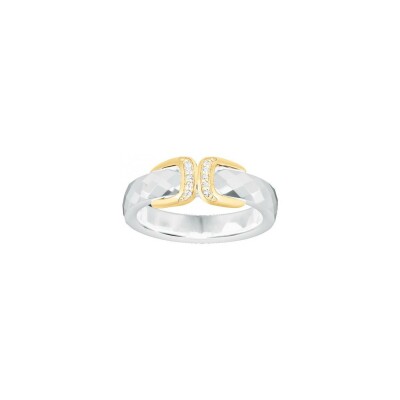 Bague Ceranity en plaqué or, céramique et oxyde de zirconium