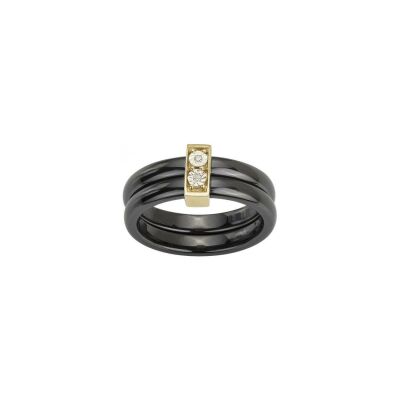 Bague Ceranity en plaqué or, céramique et oxyde de zirconium