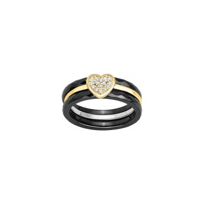 Bague Ceranity en plaqué or, céramique et oxyde de zirconium