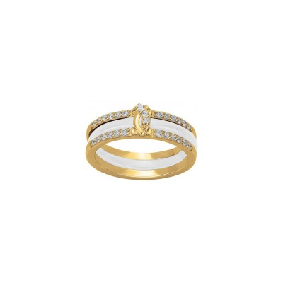 Bague Ceranity en plaqué or, céramique et oxyde de zirconium