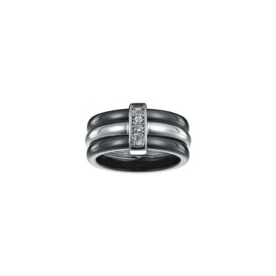 Bague Ceranity en argent, céramique noire et diamant 0.015ct