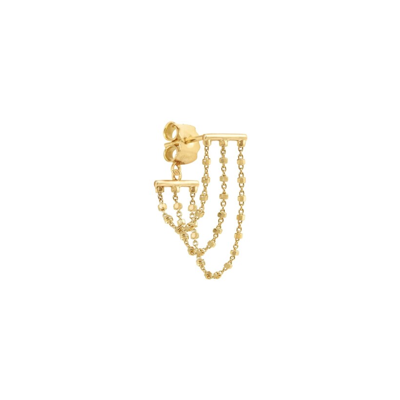 Mono boucle d'oreille Charlet Diamantée 3 chaînes en or jaune, gauche