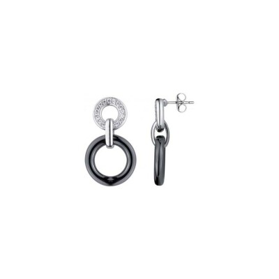 Boucles d'oreilles Ceranity motif en céramique, argent et oxyde de zirconium