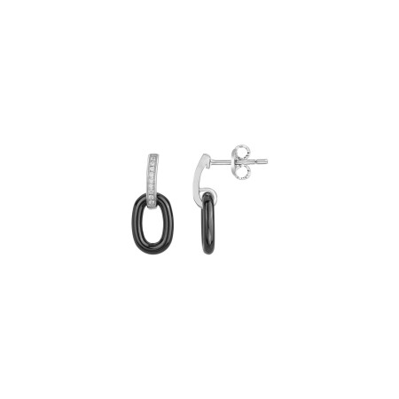 Boucles d'oreilles Ceranity en argent, céramique noire et oxydes de zirconium