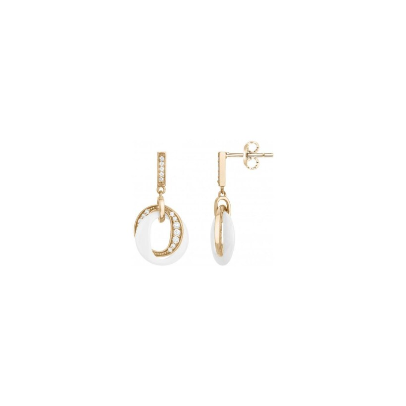 Boucles d'oreilles pendantes Ceranity en plaqué or, céramique et oxydes de zirconium