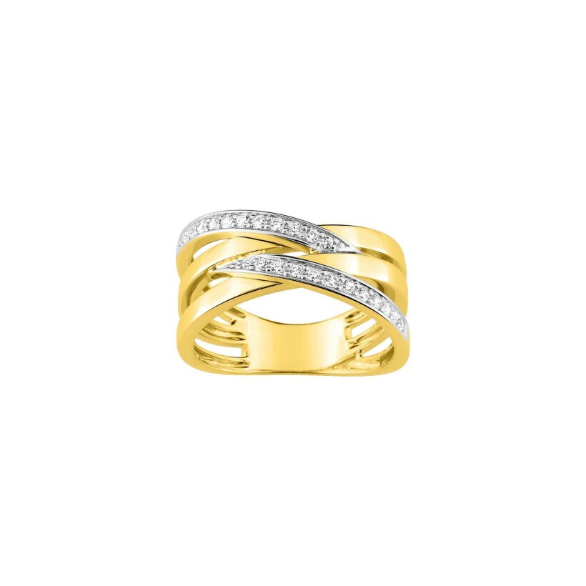 Bague anneaux entrelacés en or jaune et diamants