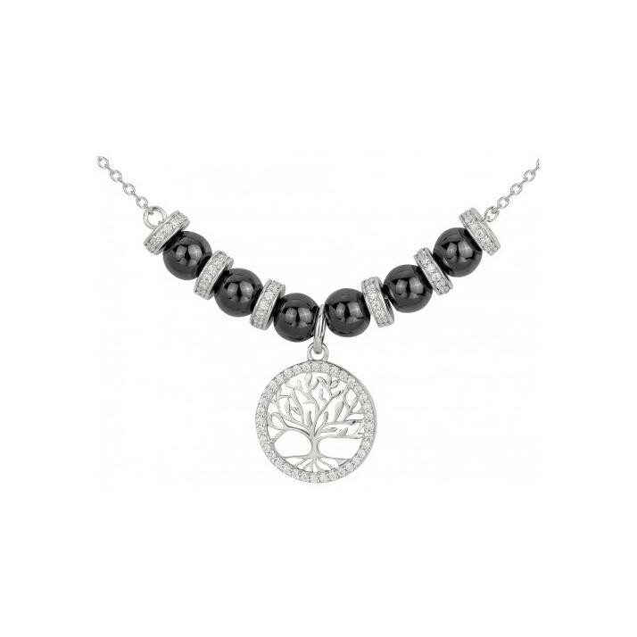 Collier Ceranity en argent, céramique noire et oxydes de zirconium