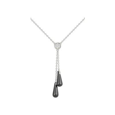 Collier Ceranity en argent, céramique noire et oxydes de zirconium