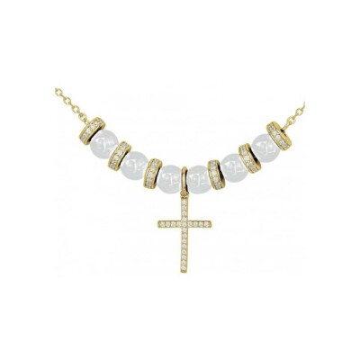 Collier Ceranity en plaqué or, céramique et oxydes de zirconium