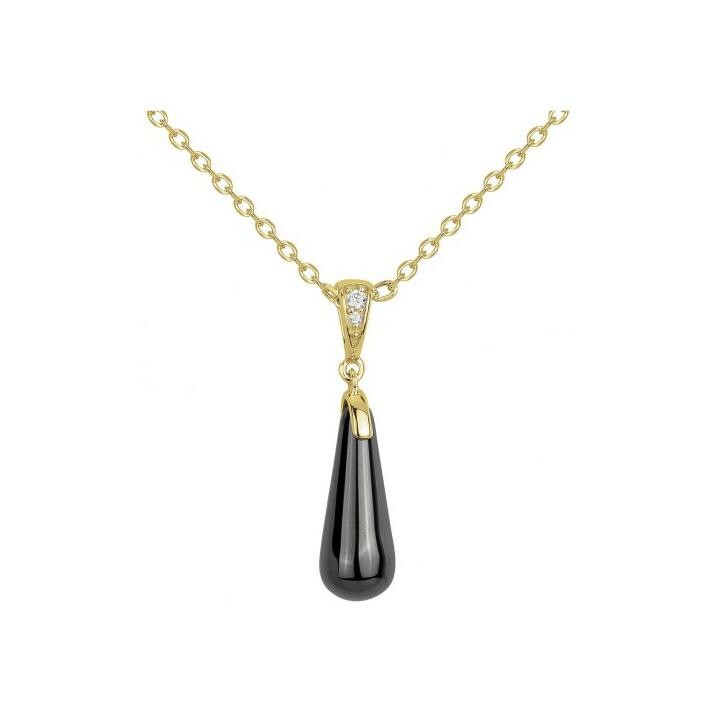 Collier Ceranity en plaqué or, céramique noire et oxydes de zirconium